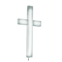 FixtureDisplays® Cross, Christian LIGHTED Church Sign White Plexiglass LED Light 11673