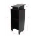 FixtureDisplays® Black Wood Podium Pulpit Lectern Event with Prayer Hands Logo Debate Speech School Mobile on Wheels Castors Easy Assembly Required Come with Videos 10057+12152