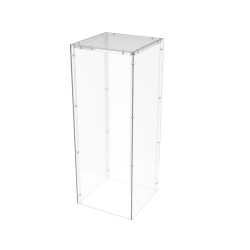 FixtureDisplays® New Knock Down Design - Clear Pedestal Acrylic Box with 5-Sided 11.5x11.5x30 Dimensions - Plexiglass Raffle Ticket Box, Lucite Pedestal Dump Bin, Donation Bin 100852