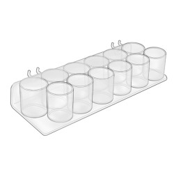 FixtureDisplays® Pack of 2 Plexiglass Acrylic 12-Cup Trays for Pegboard/Slatwall 100936