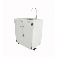 FixtureDisplays® Steel Cabinet Portable Sink Self Contained Hand Wash Station Mobile Sink Water Fountain Water Supply 110V/12V Powered Built-in Pump Water Jugs NOT included 24 X 18 X 30