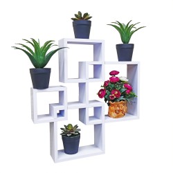 FixtureDisplays® Wall Mount Cube Set Intersecting Shelves Wood (MDF) Platform White Horizontal or Vertical 26X18X4