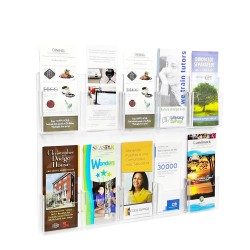 FixtureDisplays® 10-Pocket Wallmount Literature Holder, Takes Tri-fold up to 4X9.5