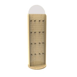 FixtureDisplays® Display, Wood Pegboard Spinner Rack for Retail Accessories with Hooks  10308-2