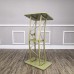 FixtureDisplays@I Light Green Hue Gol Id Color Curved Podiun, Truss Metal/ Wood Pulpit Lectern with a Saucer 11568-GOLD