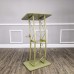 FixtureDisplays@I Light Green Hue Gol Id Color Curved Podiun, Truss Metal/ Wood Pulpit Lectern with a Saucer 11568-GOLD