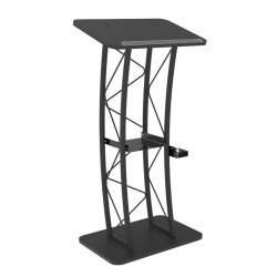 FixtureDisplays® Curved Podium, Truss Metal/ Wood Pulpit Lectern With A Saucer 11568