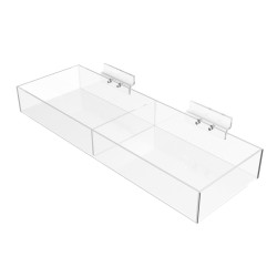 FixtureDisplays® Clear Acrylic Bin Transparent Plexiglass Organizer Tray Slatwall Basket 16.5W X 5.5D X 2.5