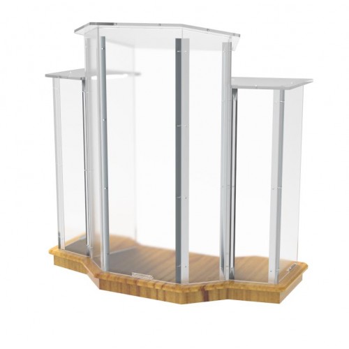 FixtureDisplays® Podium, Wood Base w/ Clear Ghost Acrylic, lectern, pulpit, 3 tier construction - ASSEMBLY REQUIRED 11909