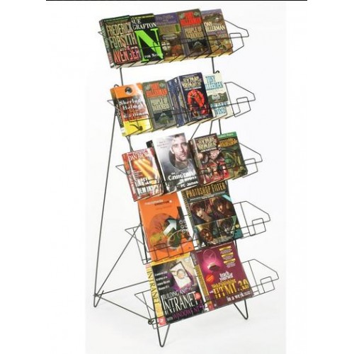 Pre-Order ONLY 5-Tiered Wire Literature Floor Stand, Open Shelves, Sign Clip, 22.5 x 44.5 - Black 2 Units Order minimum 119364