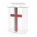 FixtureDisplays® Podium, Clear Ghost Acrylic w/ 110V Lighted Cross Pulpit, Lectern - Assembled 11969