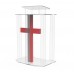 FixtureDisplays® Podium, Clear Ghost Acrylic w/ 110V Lighted Cross Pulpit, Lectern - Assembled 11969