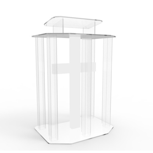 FixtureDisplays® Unassembled Acrylic/lectern/pulpit/lucite/plexiglass/podium/led Cross 1803-4+11673-WHITE