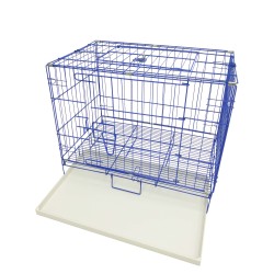 FixtureDisplays® Pet Folding Dog Cat Crate Cage Kennel w/ Tray Carrier 11970-2-BLUE