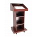 FixtureDisplays® Podium with Wheels, Convertible Design for Floor or Tabletop - Red Mahogany 119727