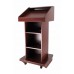 FixtureDisplays® Podium with Wheels, Convertible Design for Floor or Tabletop - Red Mahogany 119727