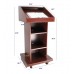 FixtureDisplays® Podium with Wheels, Convertible Design for Floor or Tabletop - Red Mahogany 119727