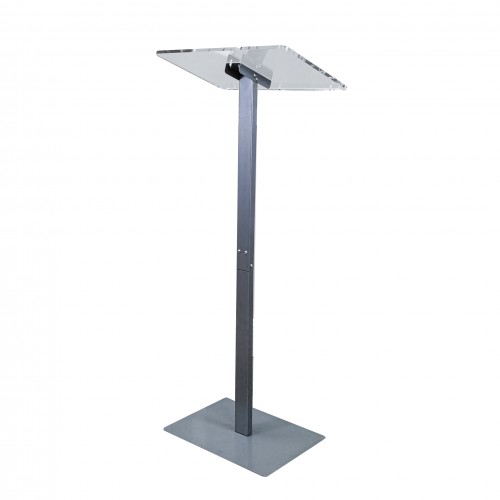 FixtureDisplays® Acrylic Podium for Floor, Aluminum Pole & Base - Clear & Silver 119741