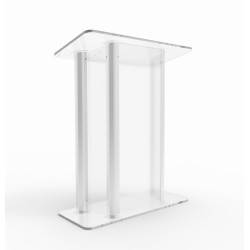 Acrylic Podium with Aluminum Sides, 1-Color Custom Graphic – Clear & Silver 119933