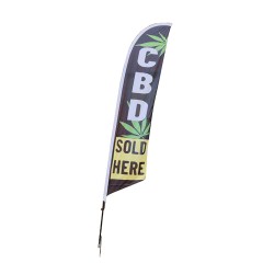 FixtureDisplays® CBD OIL SOLD HERE Flag 12' Tall Outdoor Feather Sign CBD Banner, Flag, Advertising, Pole Set, Outdoor Retail, Curbside Sidewalk Feather Flag  12013-CBD