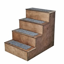 FixtureDisplays® Deluxe Wood Pet Stairs Pet- Dog /Cat 4 Steps/Stairs To Access Bed, Sofa, Step Ladder 22