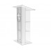 FixtureDisplays® Clear Acrylic Plexiglass Lucite Podium Curved Brushed Stainless Steel Sides Pulpit Lectern With Pray Hand 14307+12152