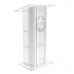 FixtureDisplays® Clear Acrylic Plexiglass Lucite Podium Curved Brushed Stainless Steel Sides Pulpit Lectern With Pray Hand 14307+12152