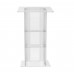 FixtureDisplays® Clear Acrylic Plexiglass Lucite Podium Curved Brushed Stainless Steel Sides Pulpit Lectern With Pray Hand 14307+12152