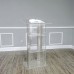 FixtureDisplays® Clear Acrylic Plexiglass Podium Curved Brushed Stainless Steel Sides Pulpit Lectern 14307