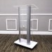 FixtureDisplays Clear Acrylic Plexiglass Podium Curved Steel Sides Church Pulpit School Lectern Debate Funeral Home Conference 14310