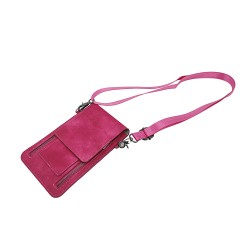 FixtureDisplays® Cell Phone Purse Shoulder Bag Women Girl Sythetic Suede Leather Rose Color Handbag with Adjustable Strap 15355-ROSE  RED