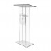 FixtureDisplays® Clear Podium Plexiglass Lecturn Transparent Church Pulpit with Christian Church Cross Prayer Hand Trinity Style Easy Assebmly Required 15411+12152