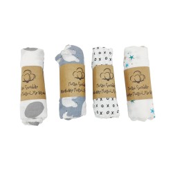 FixtureDisplays® Four Baby Swaddle Blanket Set, Boutique Muslin 100% Cotton Soft Blanket, Suitable For Girls And Boys, Baby Swaddle, Ideal Newborn And Baby Swaddle Suit Each Blanket Weighs 5 1/2 Ounces 15412