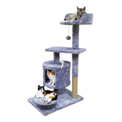 FixtureDisplays® 21X18X34.2  Cat Tree Condo Furniture with Sisal-Covered Scratching Posts, Plush Condo, Platforms Light Grey 15735