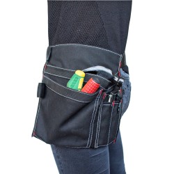 FixtureDisplays® 5-Pocket Tool Wasit Belt Pouch/Work Apron, Durable Canvas Construction, Adjustable Belt for Custom Fit, Carpenter Painter Cashier Warehouse Garage Black 15738