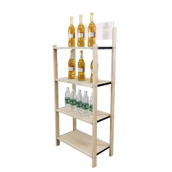 FixtureDisplays® 4-Tier  Wood Rack Display For Beverage Fruit Merchandise W/ Sign Board 15904