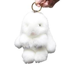 FixtureDisplays® Real Copenhagen Mink Fur Rabbit Pendant Bag Accessories Key Chain Cute Bunny 16115