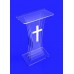 Clear Acrylic Lucite Podium Pulpit Lectern with White Cross 1803-3+1803Cross