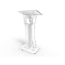 FixtureDisplays® Podium Clear Ghost Acrylic w / White Cross With pray hand decor Easy Assembly Required 1803-310+12152