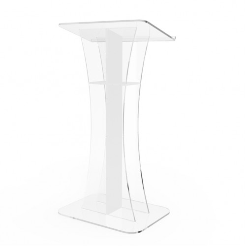 FixtureDisplays® Podium Clear Ghost Acrylic w / White Cross1803-310 Easy Assembly Required