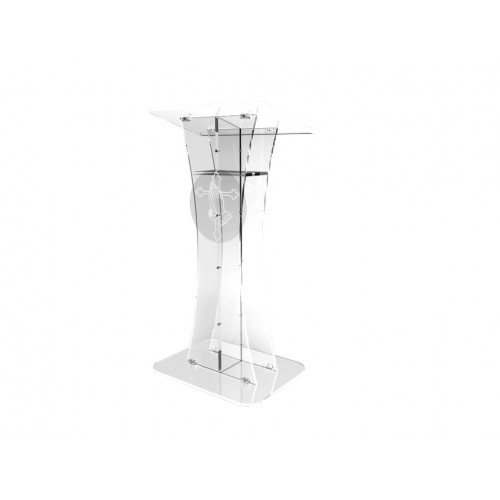 FixtureDisplays® Plexiglass Acrylic Podium Clear Lectern Church Pulpit With Pray Hand decor 1803-311