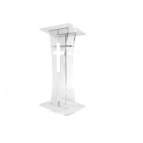 FixtureDisplays® Plexiglass Acrylic Podium Clear Lectern Church Pulpit With Cross décor 1803-311