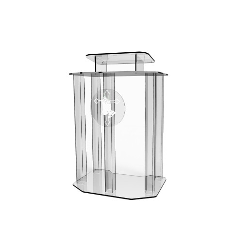 FixtureDisplays® Podium, Clear Ghost Acrylic wrap- around style Pulpit, Lectern With Pray Hand decor 1803-4 - Easy Assembly Required