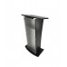 Acrylic Church Podium Pulpit Debate Conference Lectern Plexiglass Lucite Black Wood Shelf Cup Holder on Wheels 1803-5-BLACK