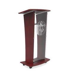 FixtureDisplays® Wood Podium with Frost Acrylic Front Panel, 48