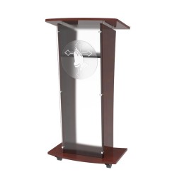 FixtureDisplays® Wood Podium with Frost Acrylic Front Panel, 48