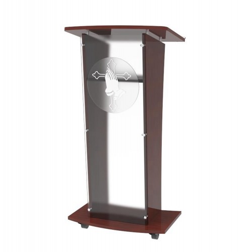 FixtureDisplays® Wood Podium with Frost Acrylic Front Panel, 48