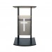 FixtureDisplays® Truss Podium Metal Pulpit Church Podium Conference Pulpit Event Lectern Cup Hold with Cross Decor 18353+1803-CROSS