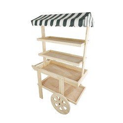 FixtureDisplays® Flower Cart Vending Cart Farmers Market County Fair Wagon Wood Stall Stand Rolling Shelf Retail Booth Kiosk  42.0