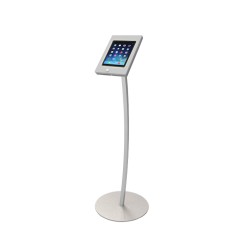 FixtureDisplays® iPad Podium Stand, Locking Enclosure, Ledge for Speaker's Notes, Power Cable - Silver 19614